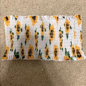 Strapless sunflower print bikini top 🌻